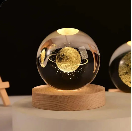 3D Crystal Ball Lamp – Golden Glow & USB Rechargeable