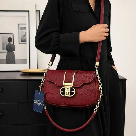 Maroon Leather Women’s Shoulder Bag
