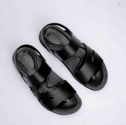 Men's black leather sandals