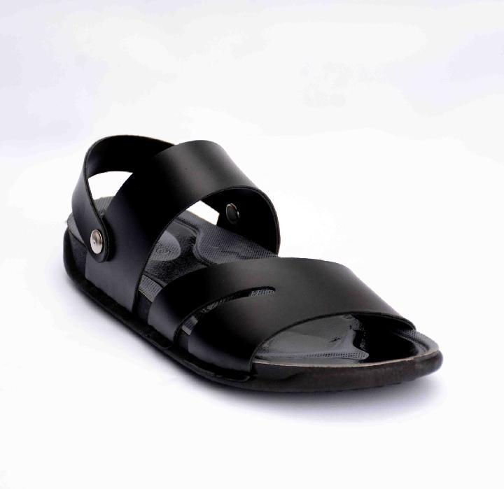 Men's black leather sandals