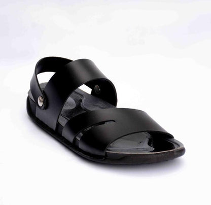 Men's black leather sandals