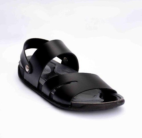 Men's black leather sandals