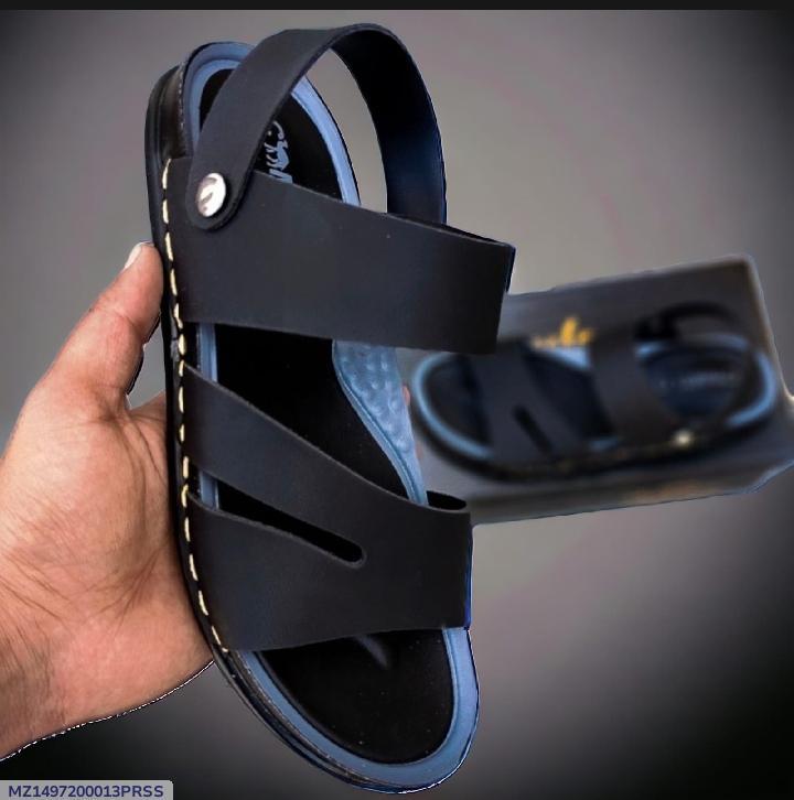 Men's black leather sandals