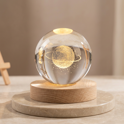 3D Crystal Ball Lamp – Golden Glow & USB Rechargeable