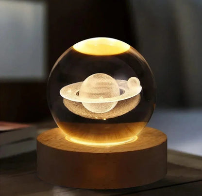 3D Crystal Ball Lamp – Golden Glow & USB Rechargeable