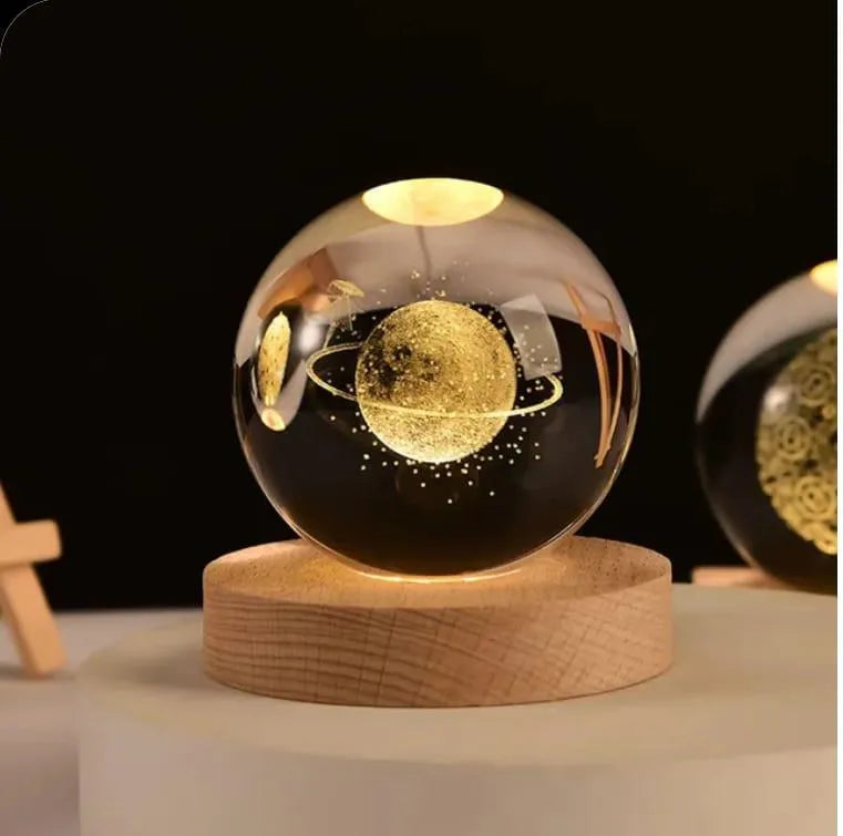 3D Crystal Ball Lamp – Golden Glow & USB Rechargeable