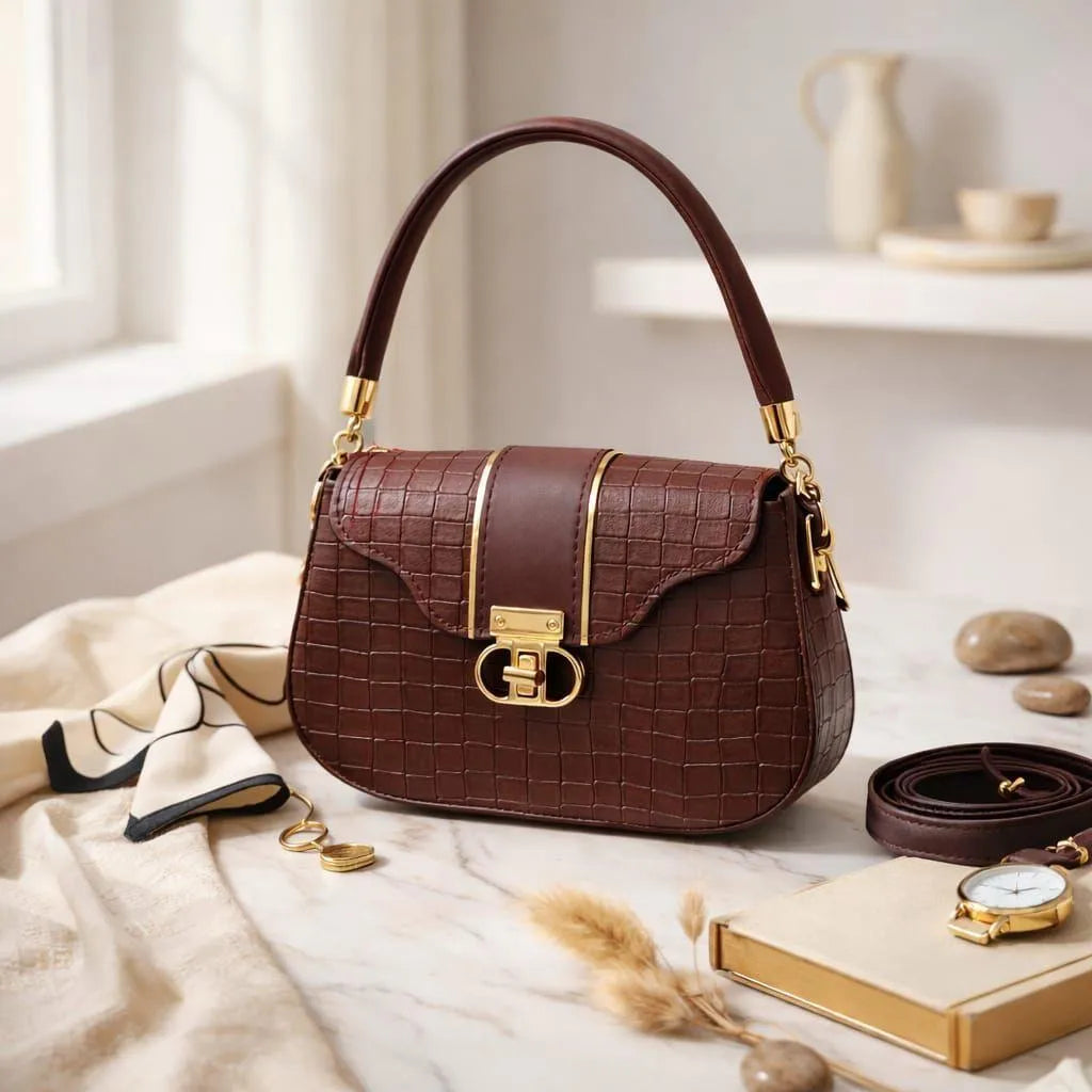 Maroon Leather Women’s Shoulder Bag