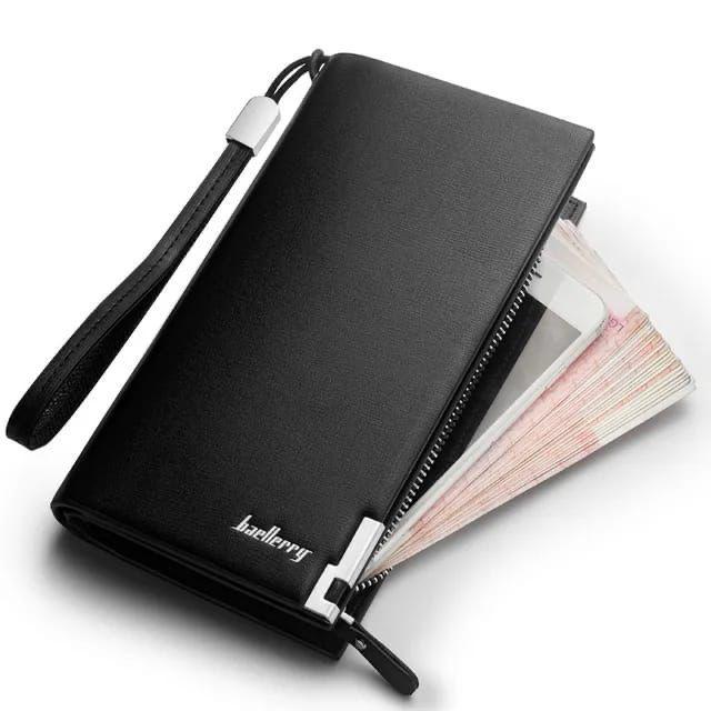 Men’s Black Leather Wallet with Zip