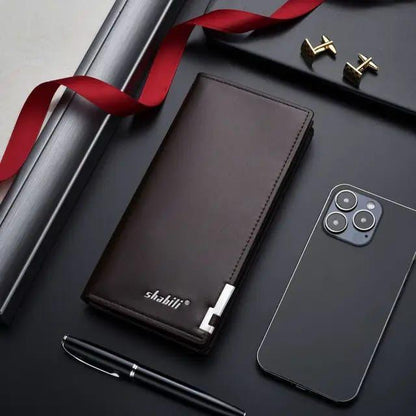 Men’s Black Leather Wallet with Zip